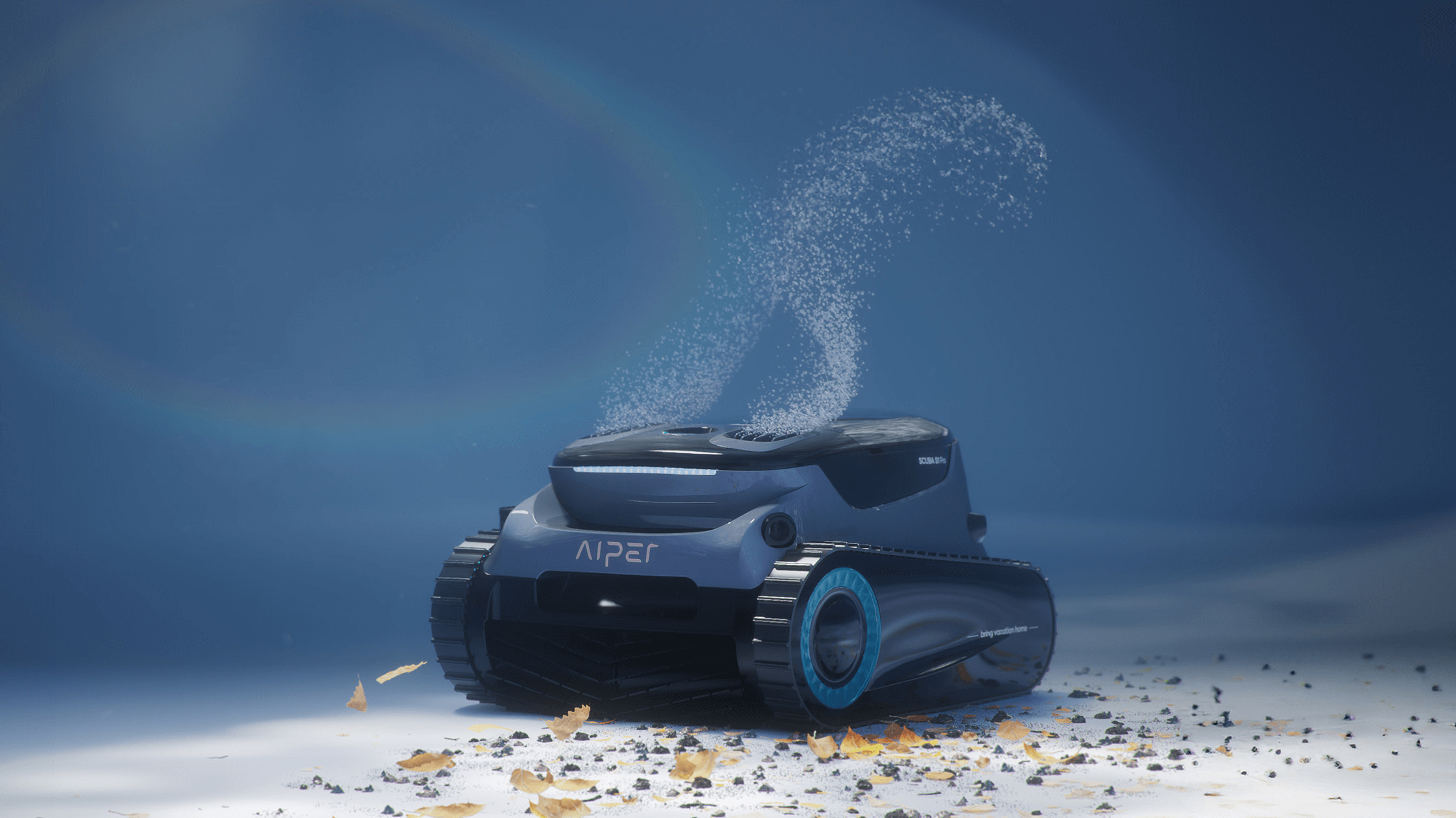 Aiper pool cleaner removes debris.