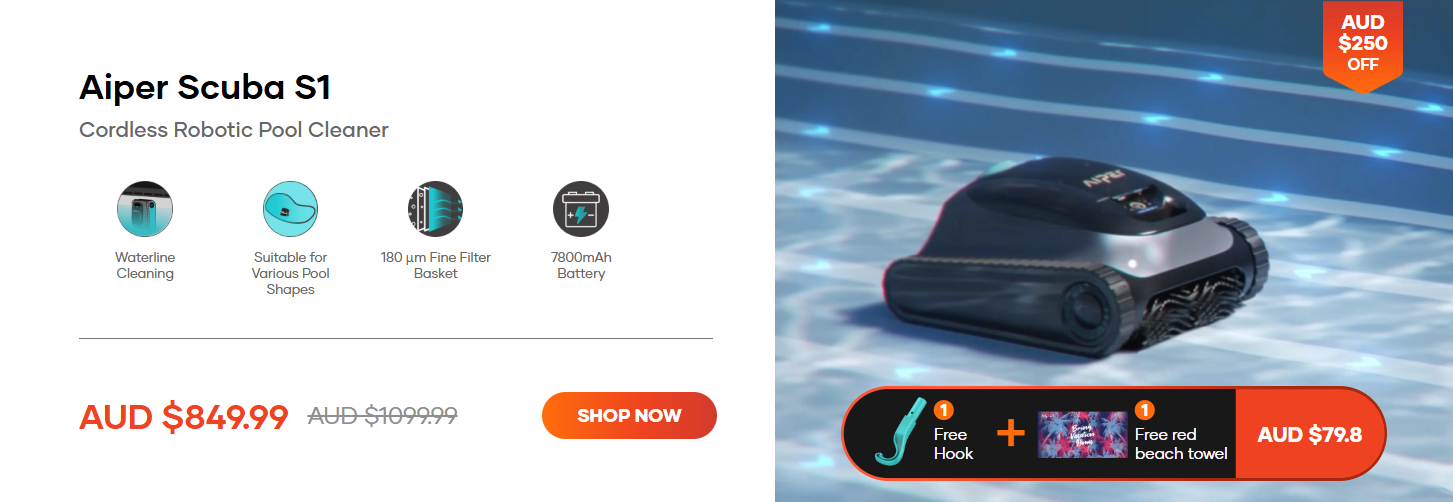 The Aiper Scuba S1 is available for just AUD $849.99 instead of $1099.99