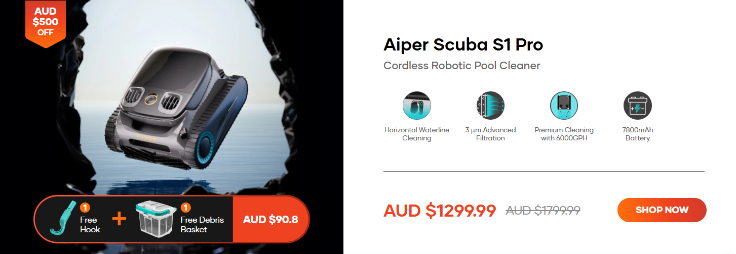 The Aiper Scuba S1 Pro is available for just AUD $1299.99 instead of $1799.99
