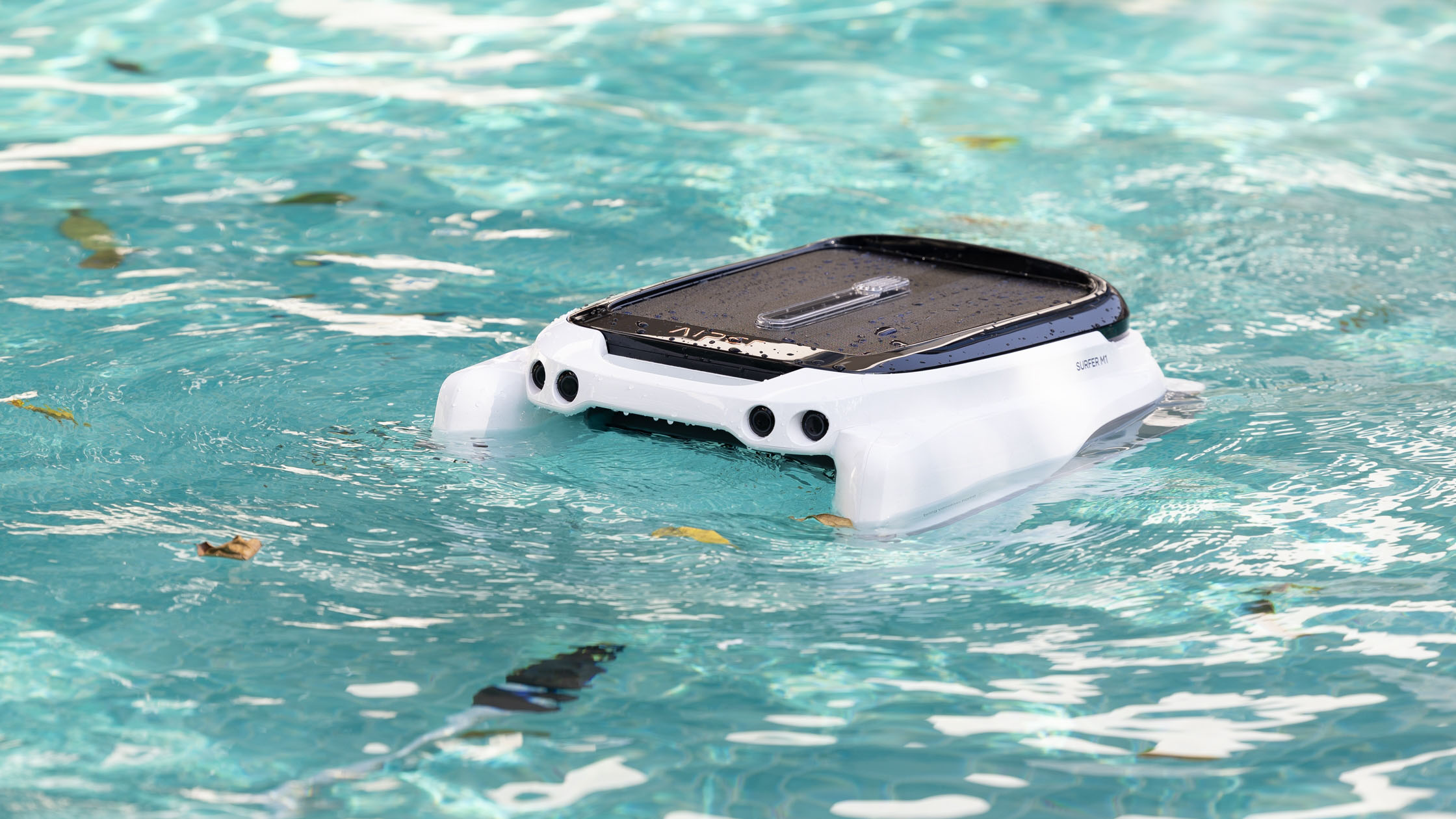 Robotic Pool Skimmer Water Surface Work.