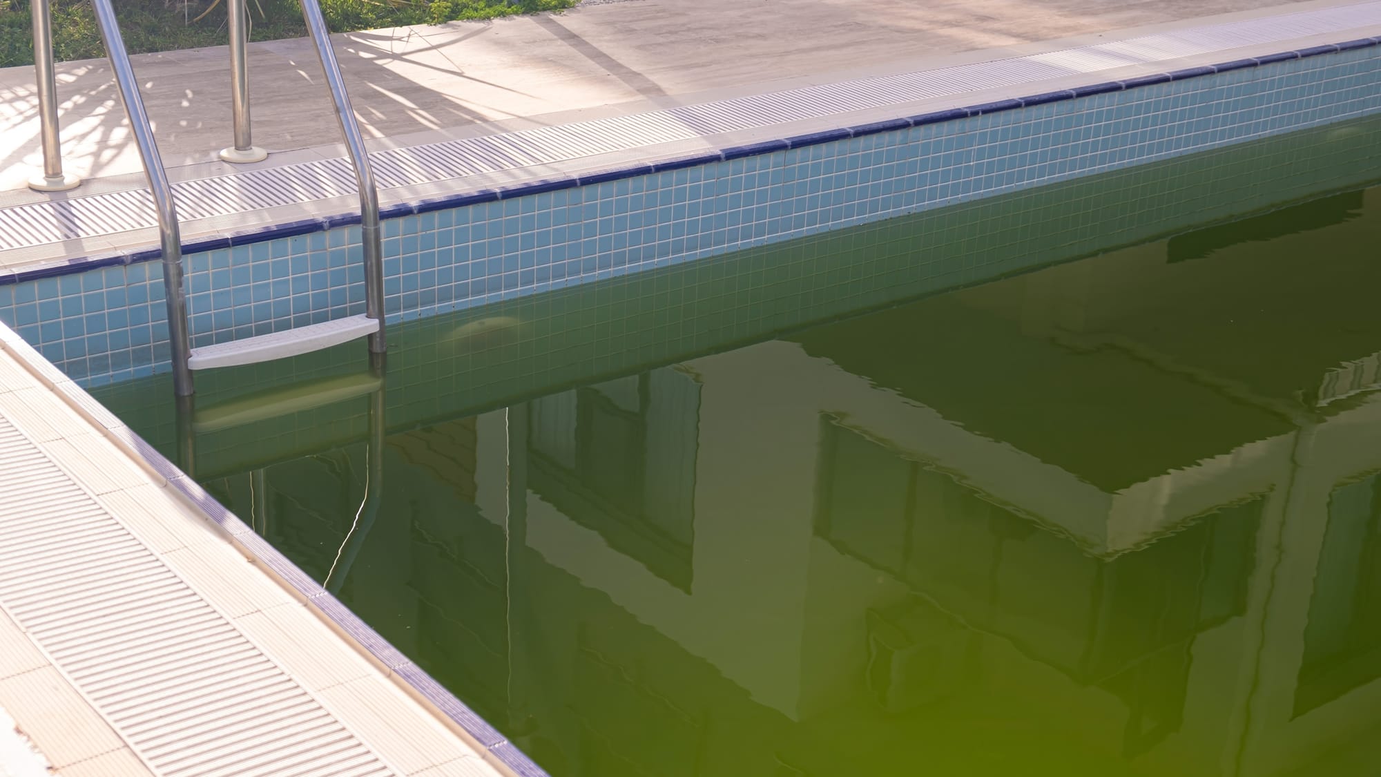 Green and cloudy pool water due to unbalanced chemical values