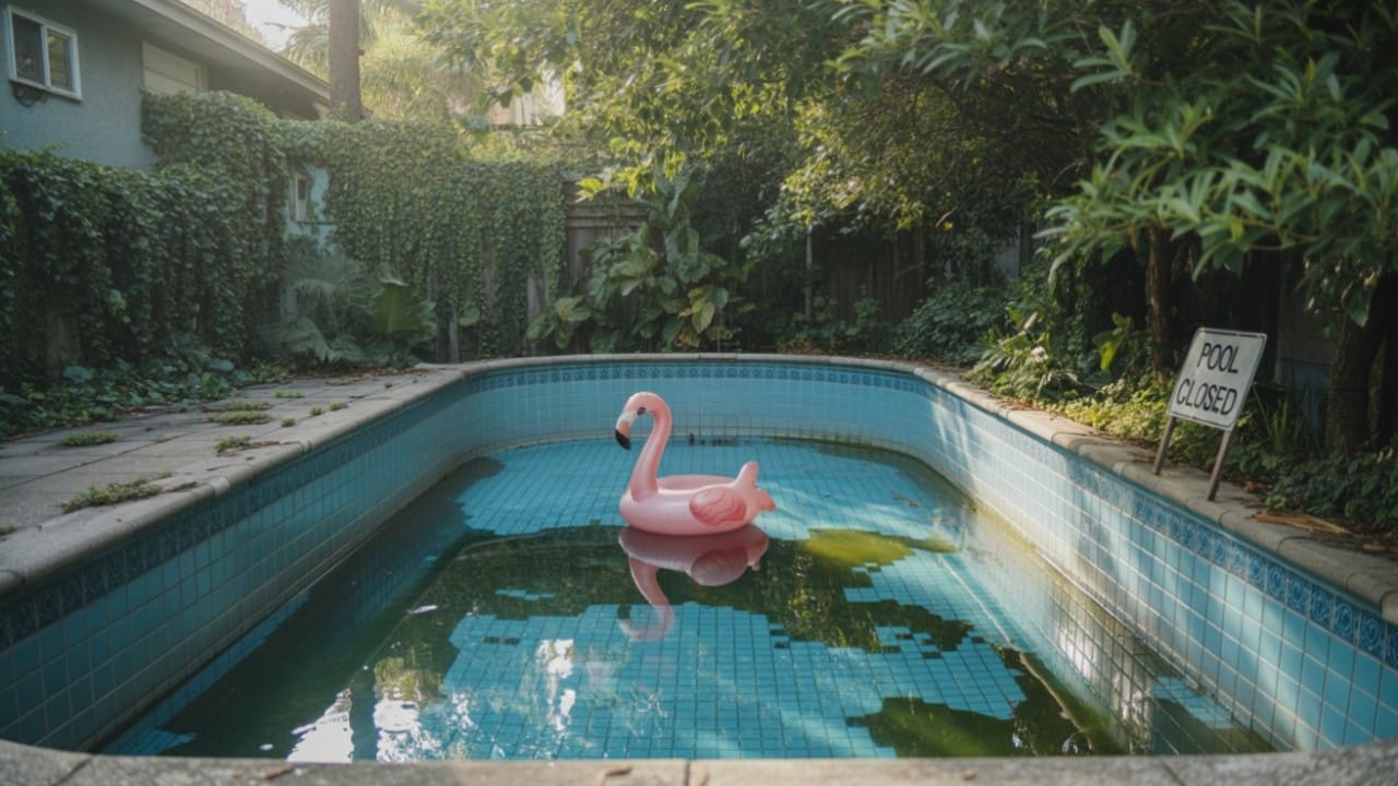 a swimming pool with very low water level.