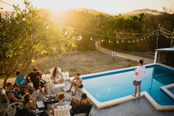 Pool party at dusk